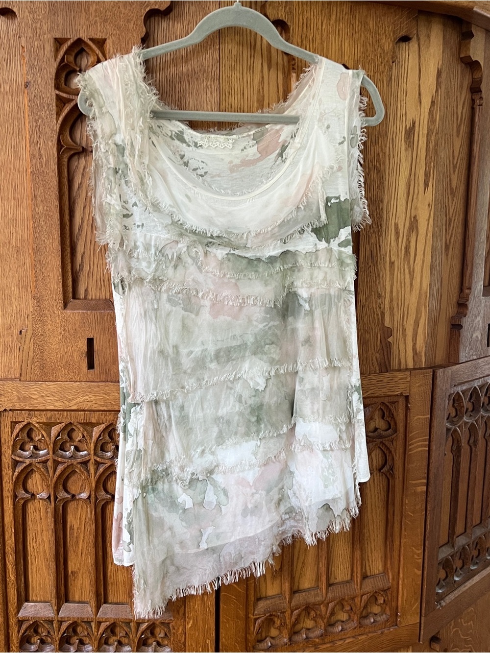Sleeveless Boho Tunic Top in Sage & Blush